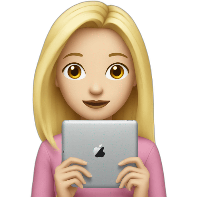 girl blond with ipad emoji