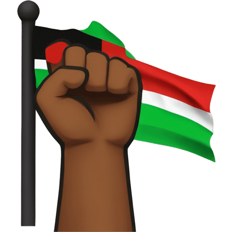 Black Power Fist and Red and Black and Green Flag  - Juneteenth - Freedom is NOT free ! emoji