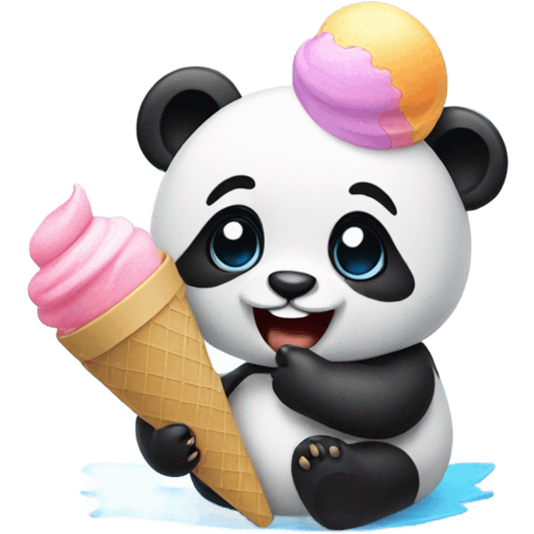 Panda eating ice cream emoji