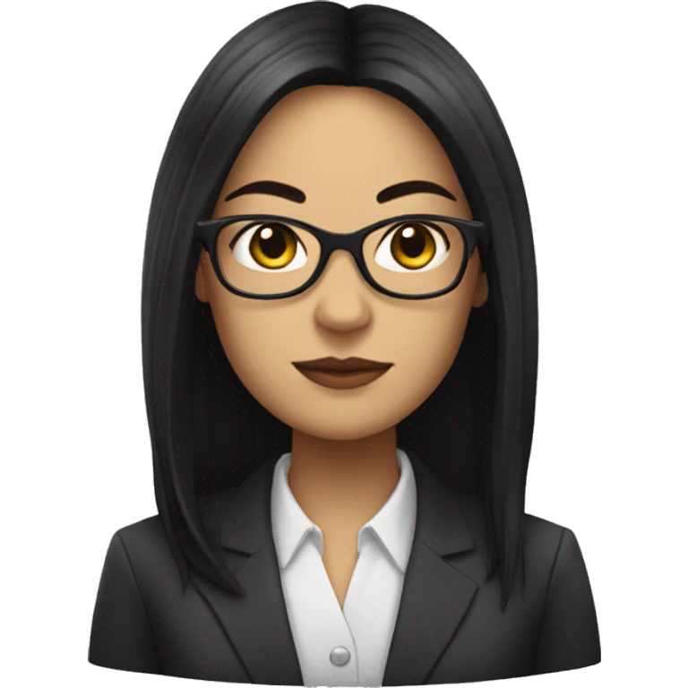 Female defense attorney with long black hair with glasses emoji