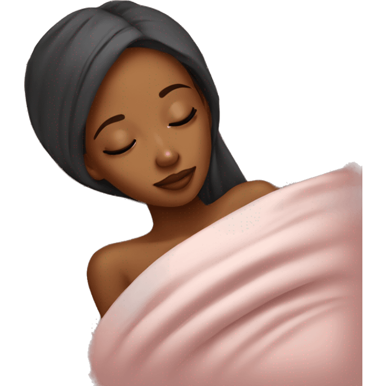 Pretty model Somali girl sleeping in bed emoji