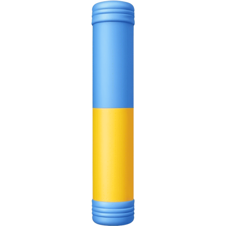 Blue foam tube with yellow ends on both end, not hollow, front view emoji