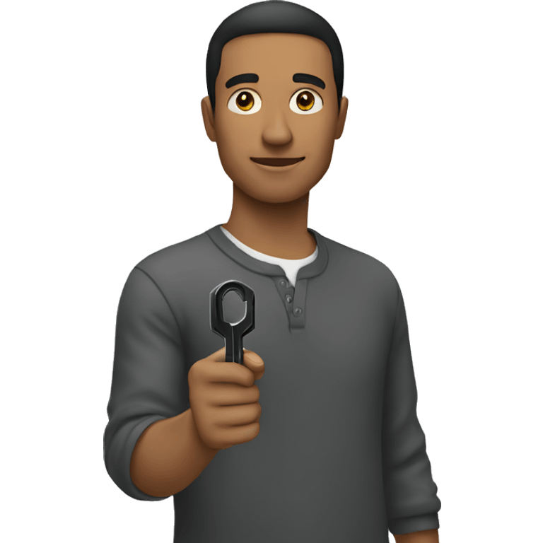 man with a black key in his hand emoji