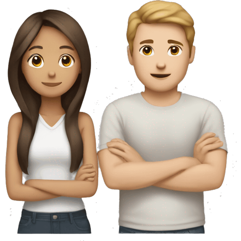 Brown haird asian girl with brown hair white guy emoji