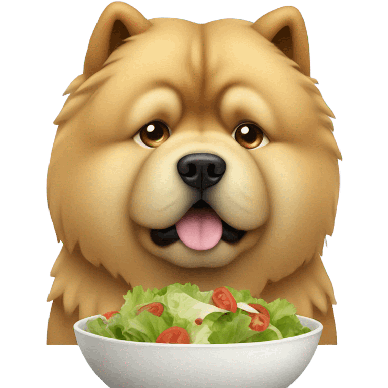 chow chow looking at salad sadly emoji