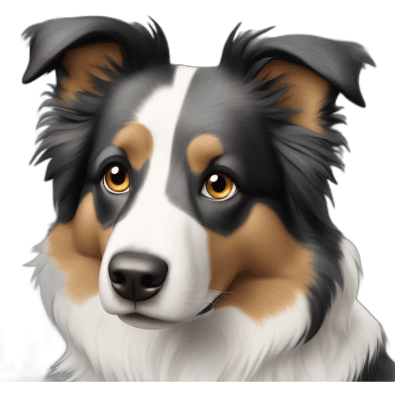 tricolor merle split-face border-collie emoji