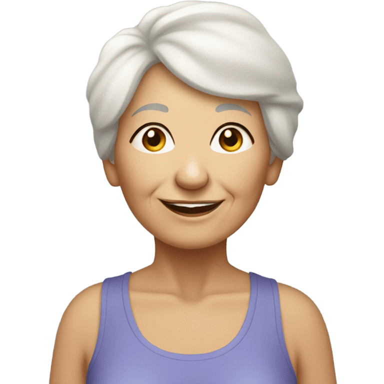 Light skin Grandma with short hair doing yoga emoji