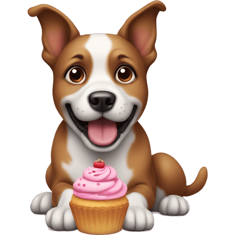 Dog with cupcake emoji