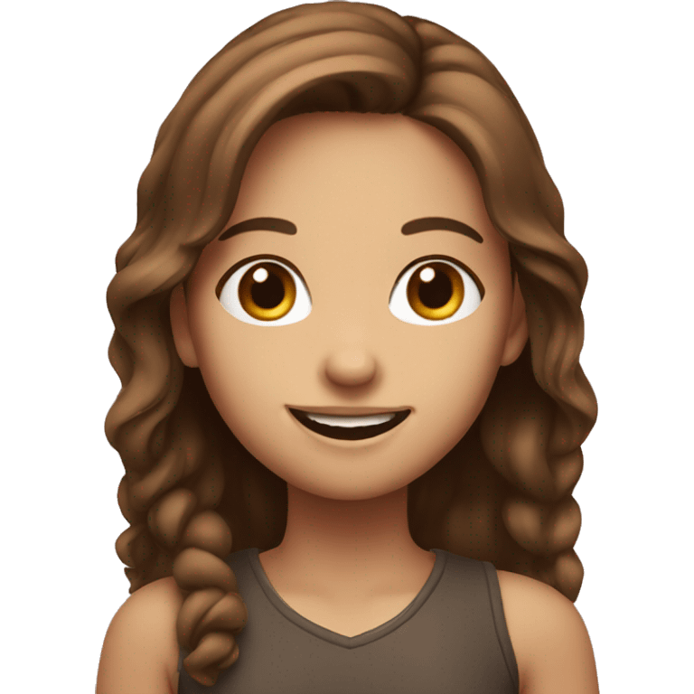 smiling girl with brown hair emoji