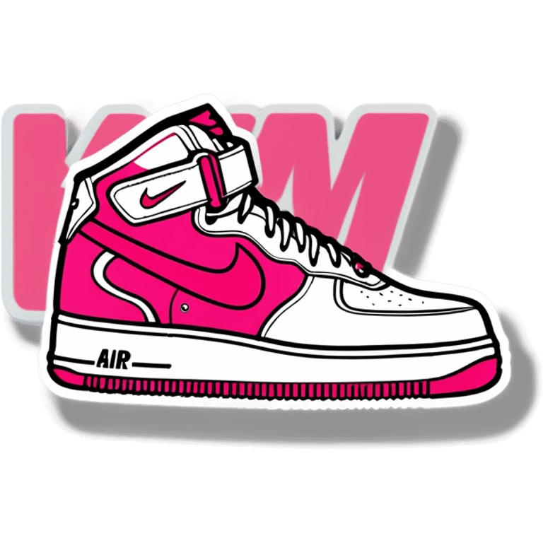 a pink and white nike air force one shoe WITH AN M emoji