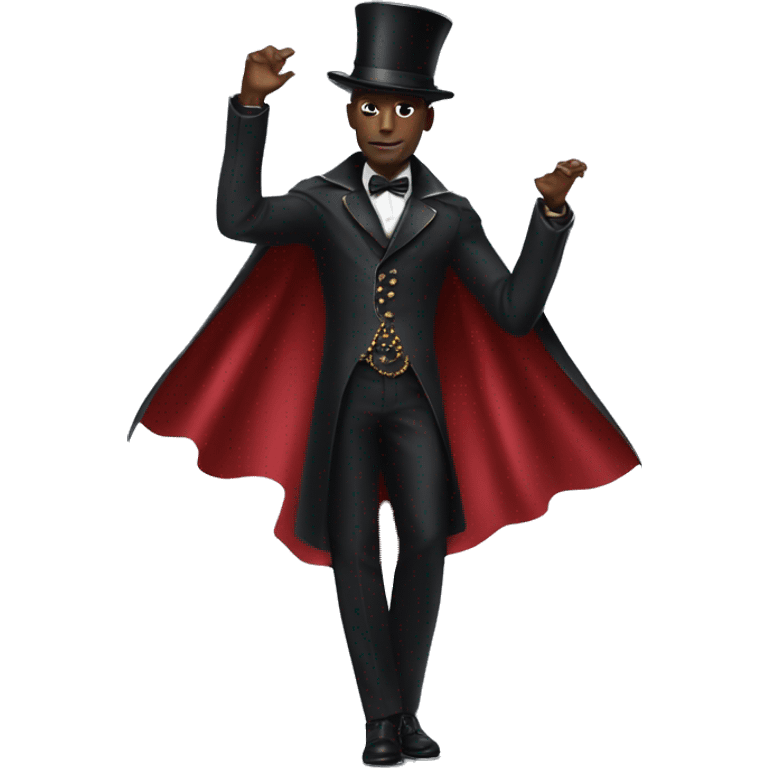 a black full body magician that has a cape that says ''Dior'', cape, text Dior emoji