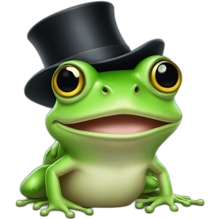 frog wearing a top hat emoji