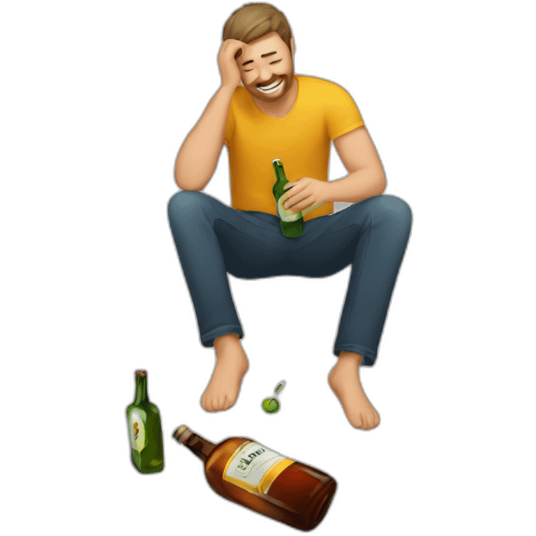 man on the floor with alcohol emoji