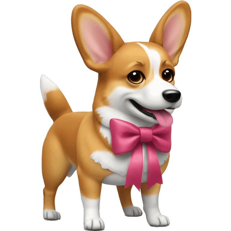 Corgi with a bow on it’s head and very very very  muscular legs emoji