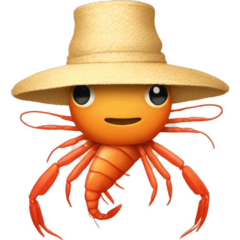 Shrimp walking hat on emoji