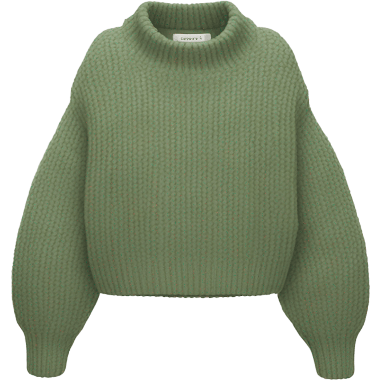 Sage green cropped oversize wool sweater, isolated emoji