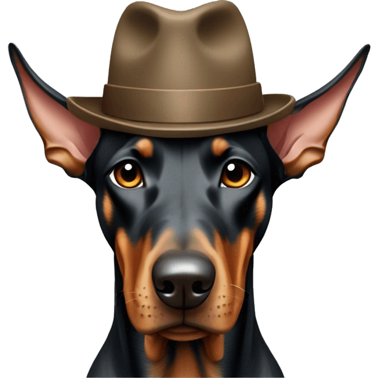 Doberman wearing a hat emoji