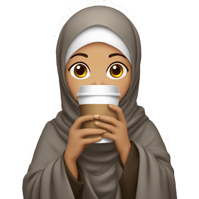 Hijabi girl with blanket and coffe on her hand emoji