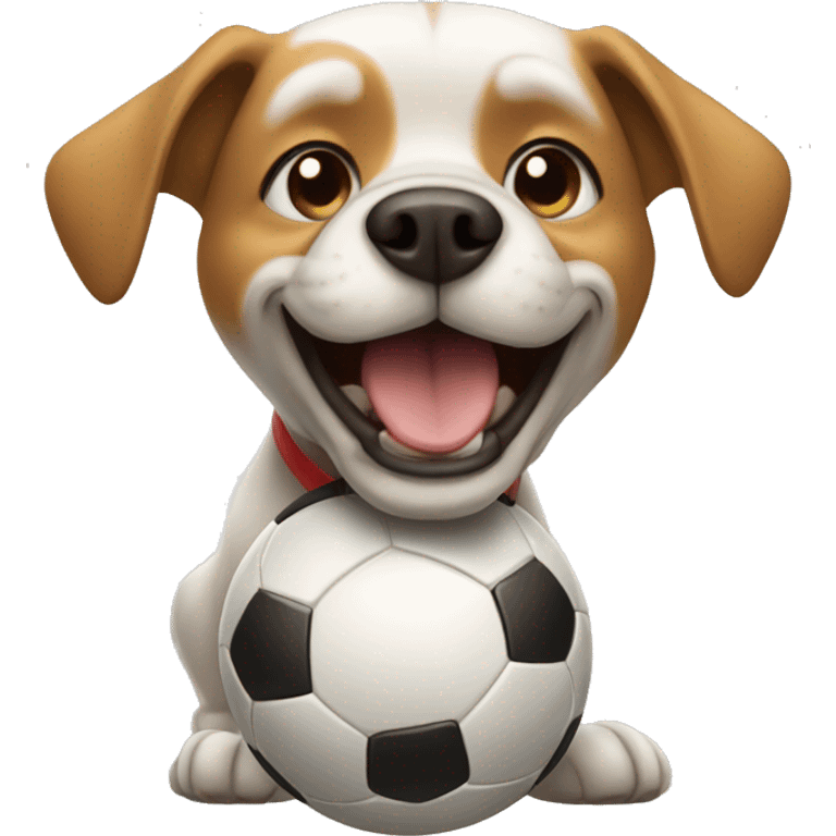 Dog playing soccer emoji