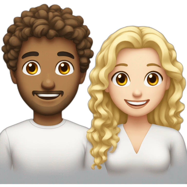 Couple, Arab guy curly hair with a white girl blonde with teeth braces emoji