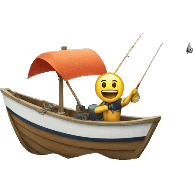 Fish fishing on a boat in the ocean  emoji