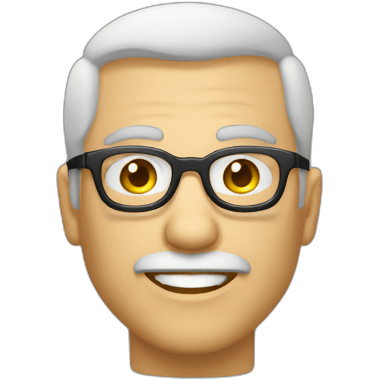 Viel homme blanc chauve avec lunettes rondes SANS moustache visage rond emoji