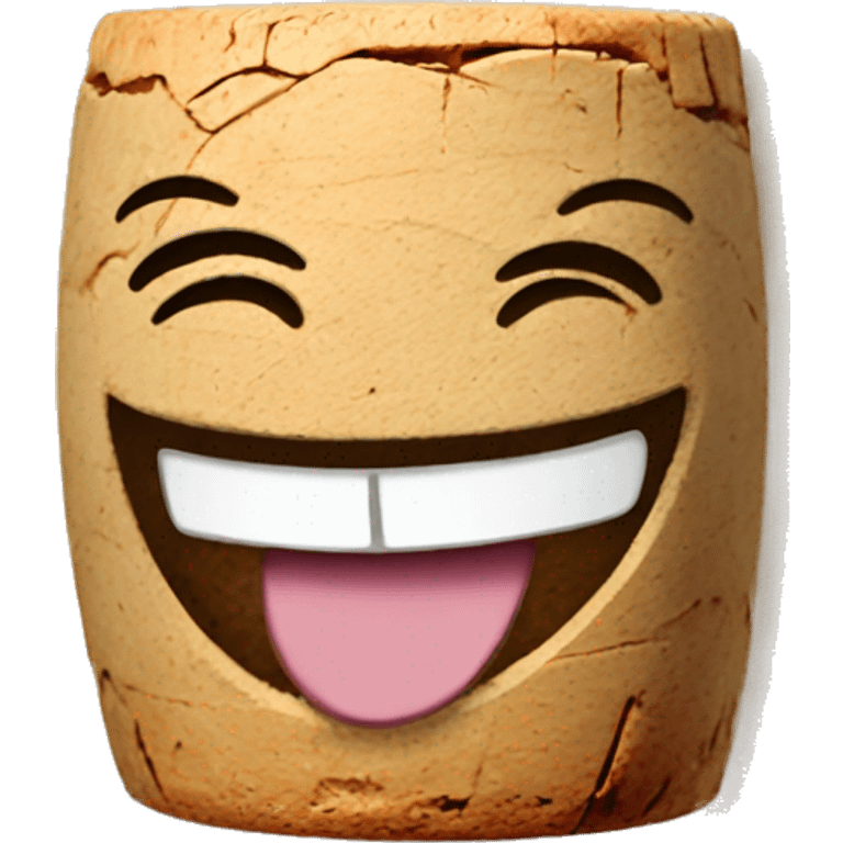 A wine Cork with face laughing emoji