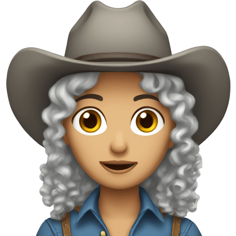 Curly grey hair cowgirl emoji