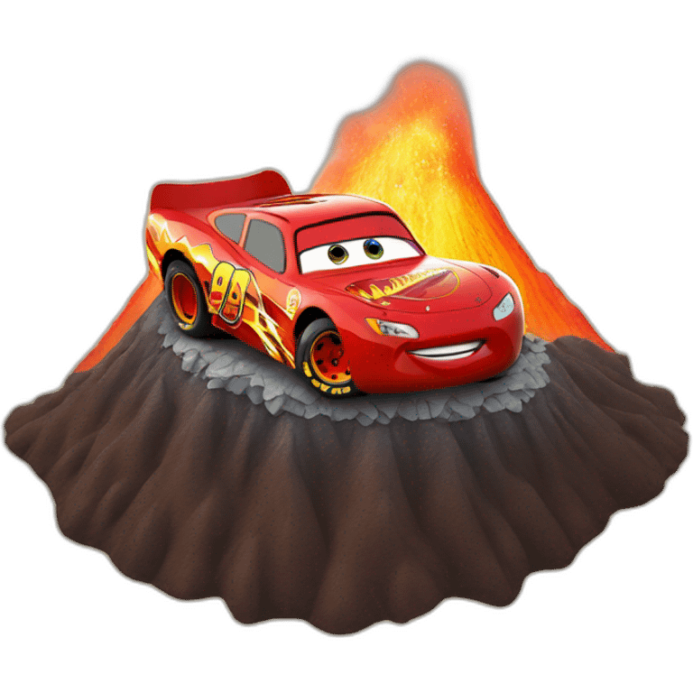 Lightning mcqueen in a volcano emoji