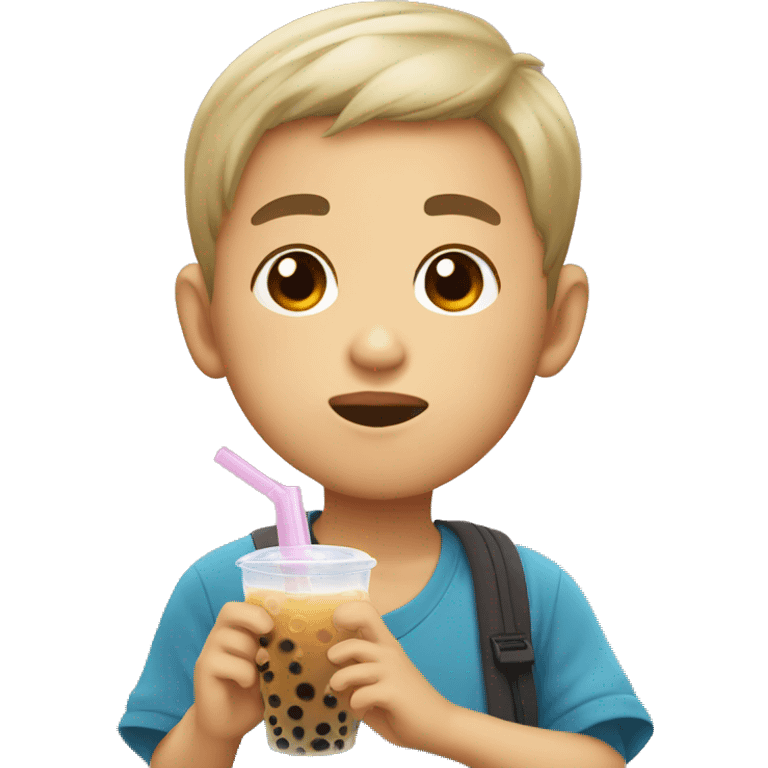 chinese boy drink bubble tea emoji