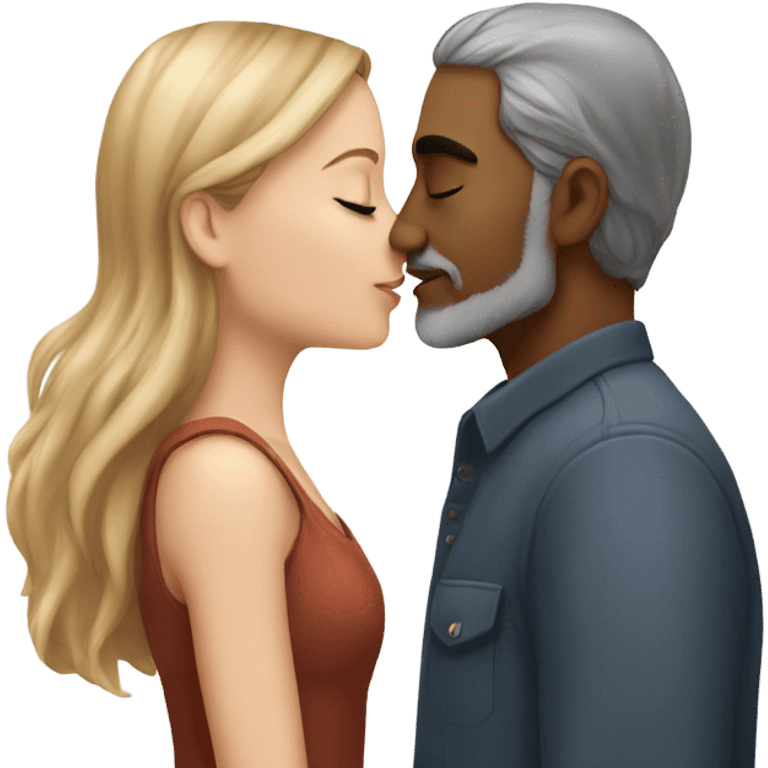 Whitegirl and Indian man kissing he is tall emoji