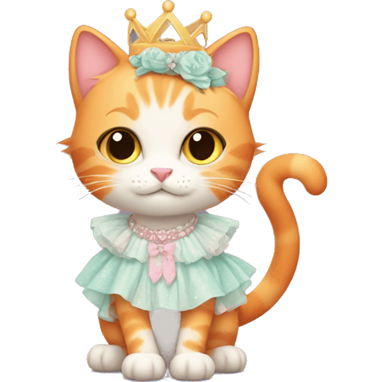 Orange cat with cute pastel princess outfit  emoji