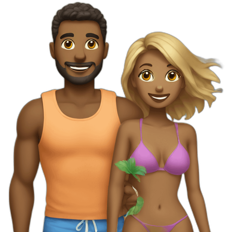 beach vacation couple emoji