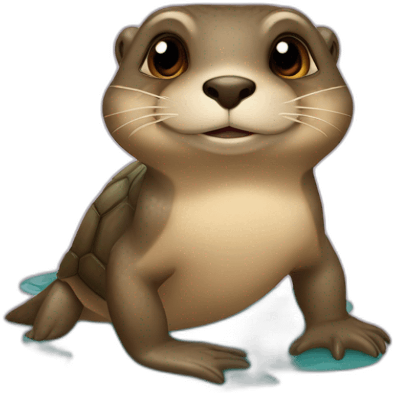 Une loutre sur une tortue emoji