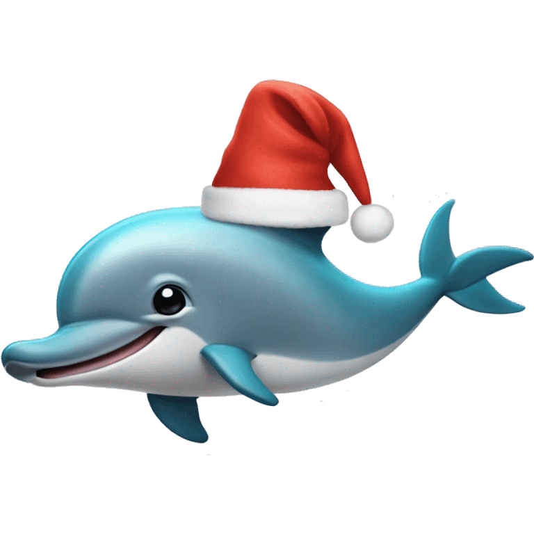 Dolphin with a christmas hat emoji