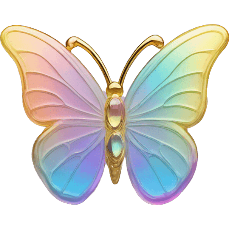 Pastel rainbow-gradient iridescent glass crystal butterfly emoji