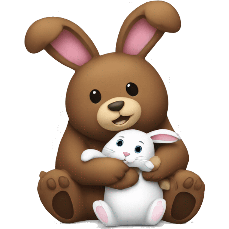 bear hugging bunny emoji