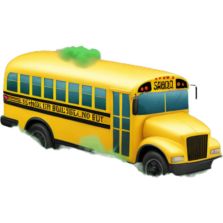 a school bus with green smoke coming out all the windows emoji