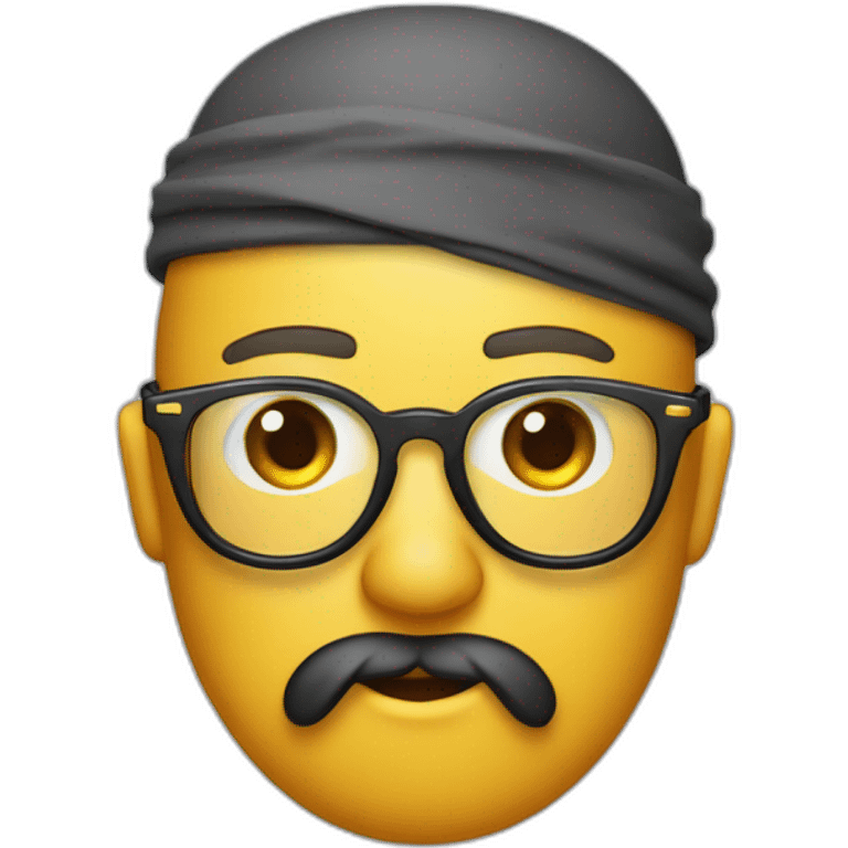 animated face sticking out tongue and closed right eye with gradient glasses, beard and bandana on head emoji