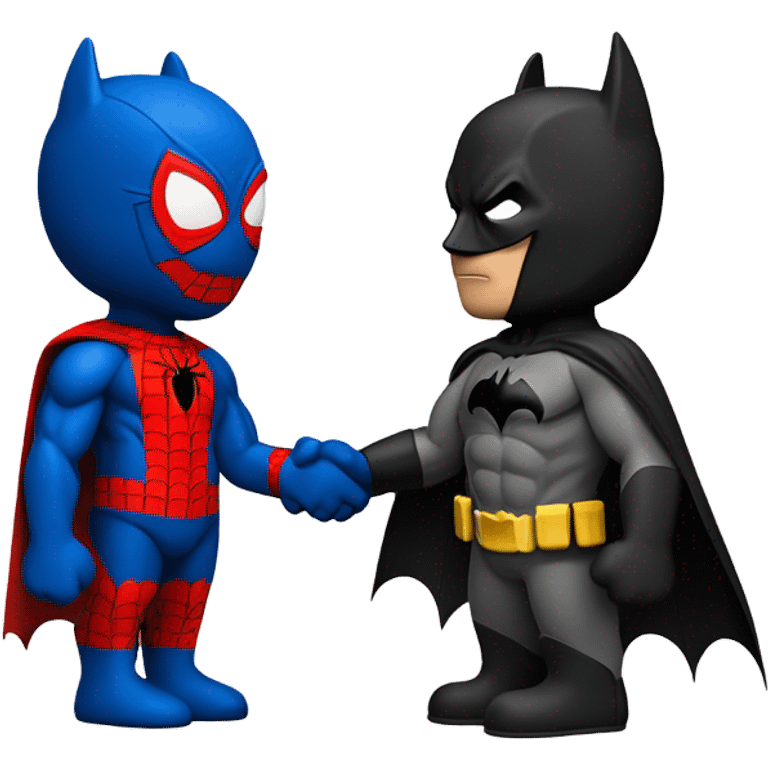 Spiderman and Batman shaking hands emoji