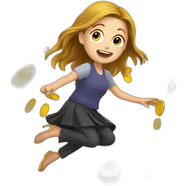 girl falling coins emoji