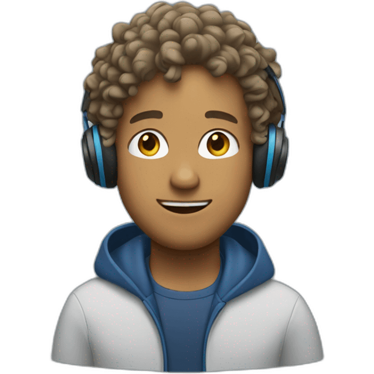 tan guy with semi curly hair and headphones and blue jacket emoji