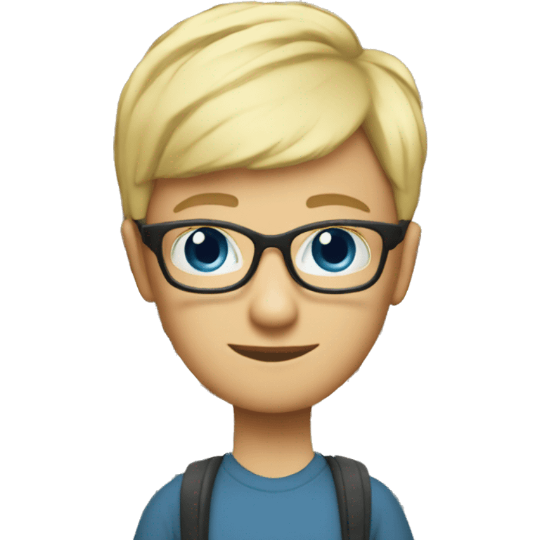 classic emoji 2D Teacher with books glasses blonde pixie haircut blue eyes casual emoji