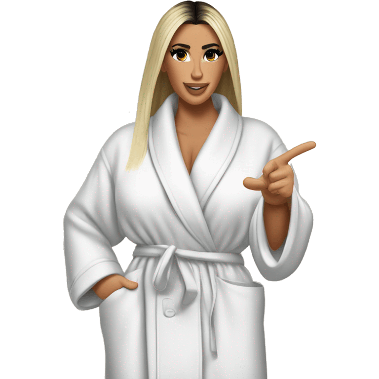 Kim kardashian perfect bathrobe behind pointing finger forward emoji