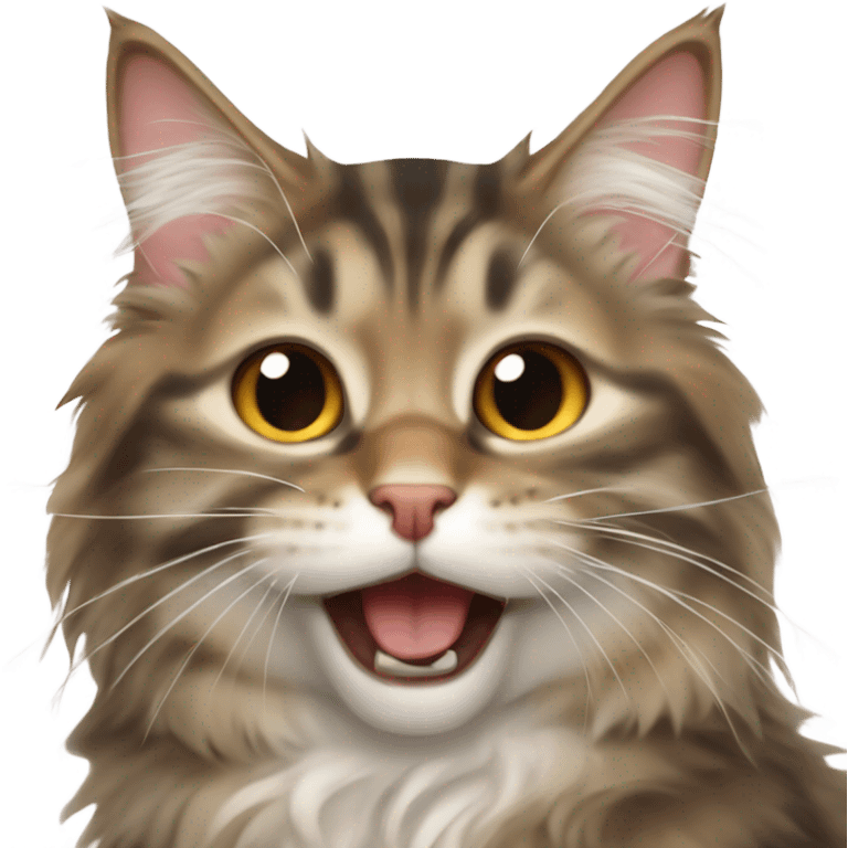 very cute yawning Mainecoon cat emoji