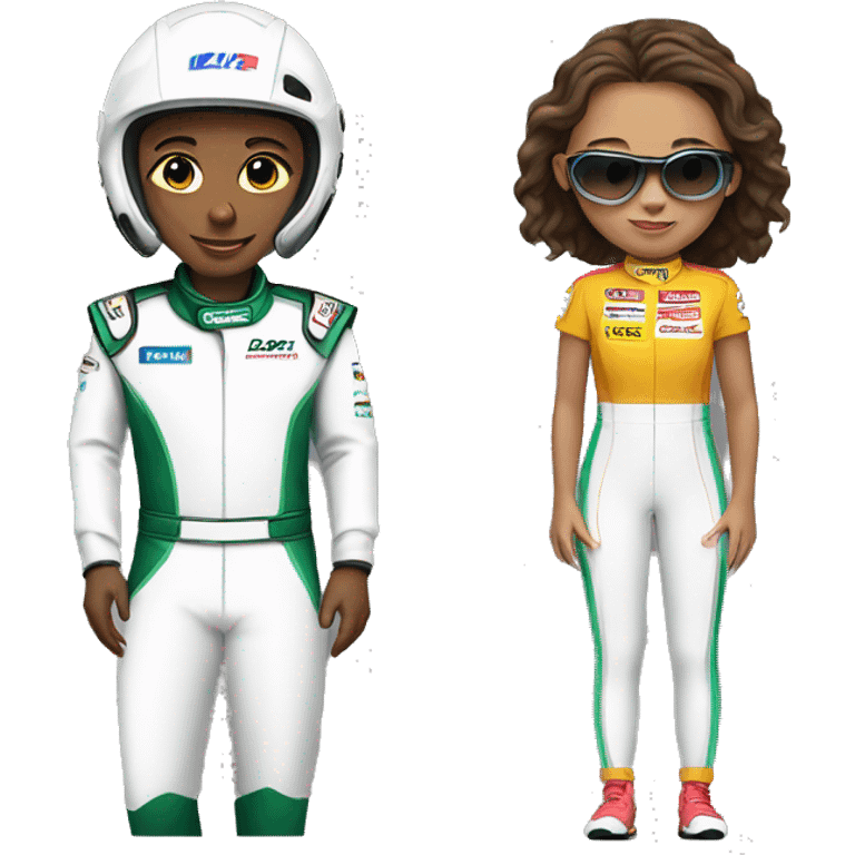 Race driver and girl emoji