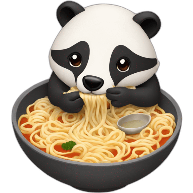 A badger eating ramen emoji