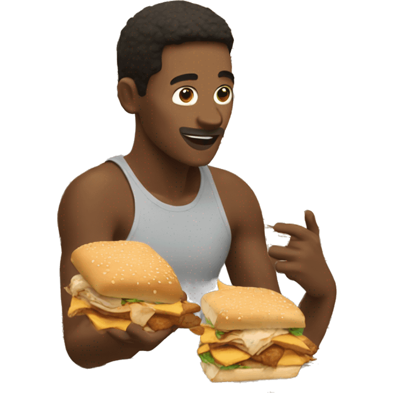 guy eating chicken sandwiches  emoji