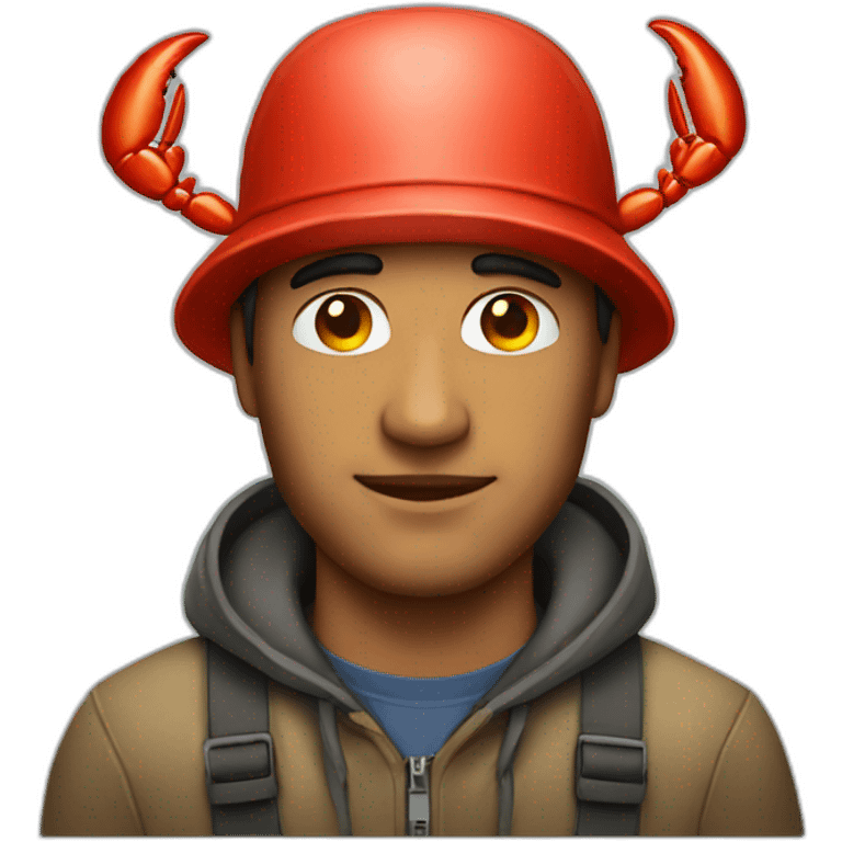 A man wearing a lobster hat emoji