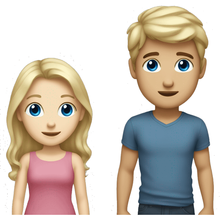 blue eyed blonde boy with a brunnete girl emoji